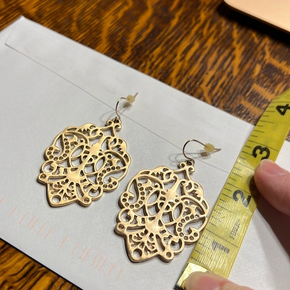 Premier Designs Darcy Earrings Filigree Scroll Gold Tone - Picture 2 of 2